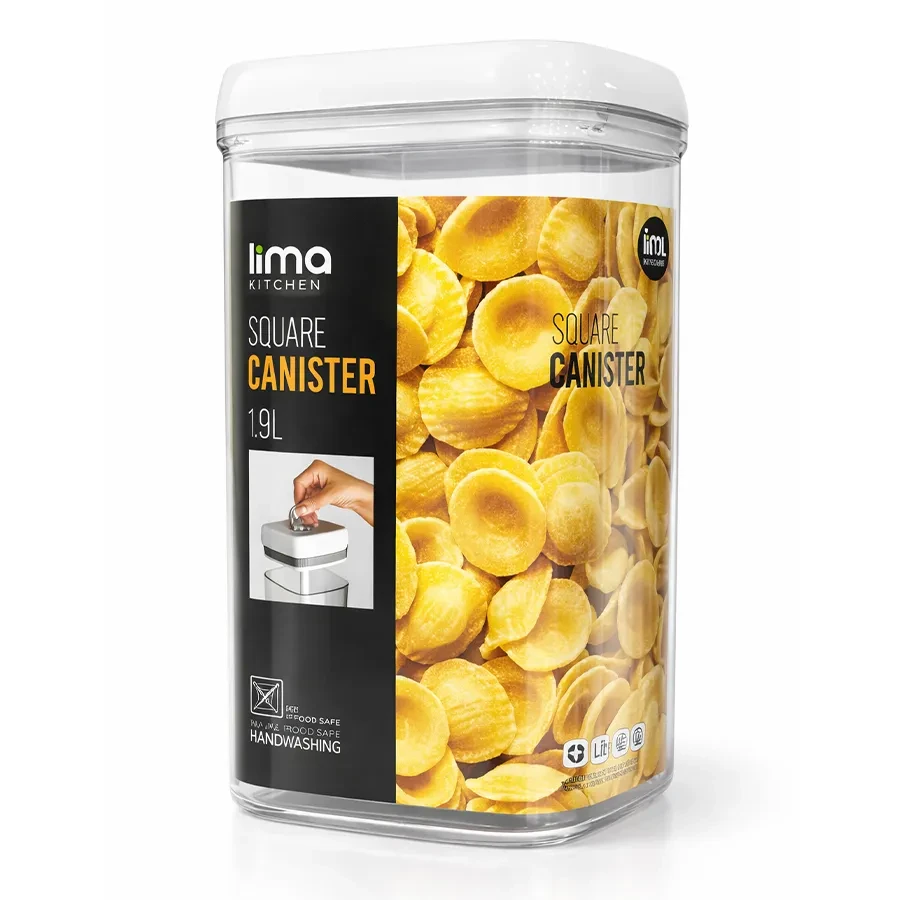 Clear Square Plastic Canister