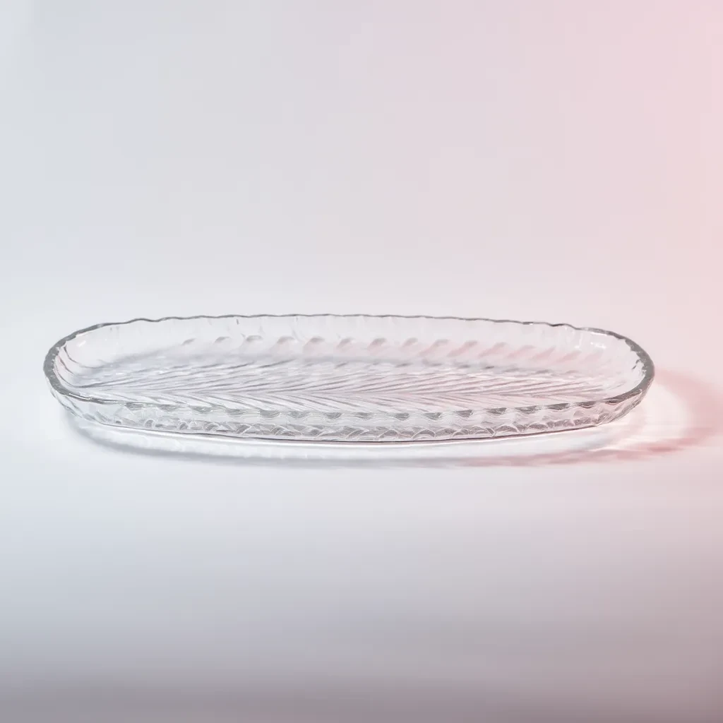 Etched Oval Glass Dish